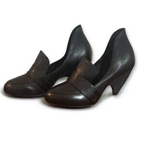 MAX STUDIO Brut Fine Leather Womens Shoes 7.5M Witch Goth Classic Black 3” Heel